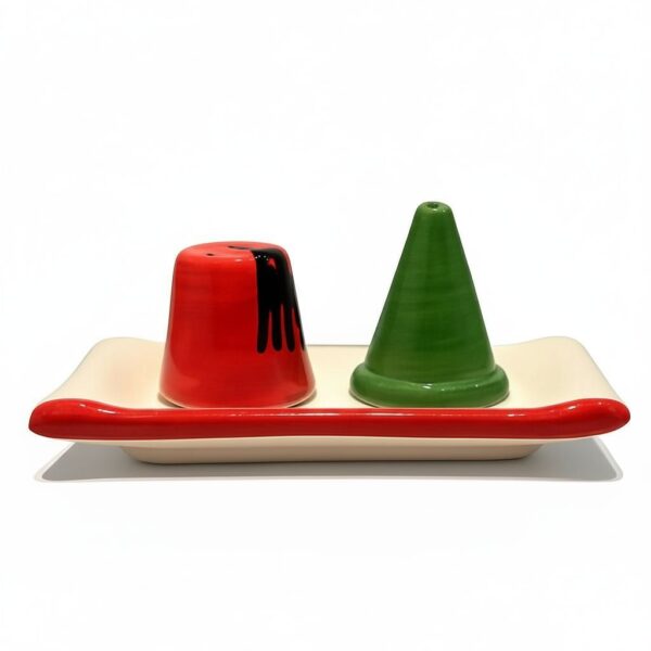 Lebanon Themed Handmade Set Salt & Preper +Plate #HM2
