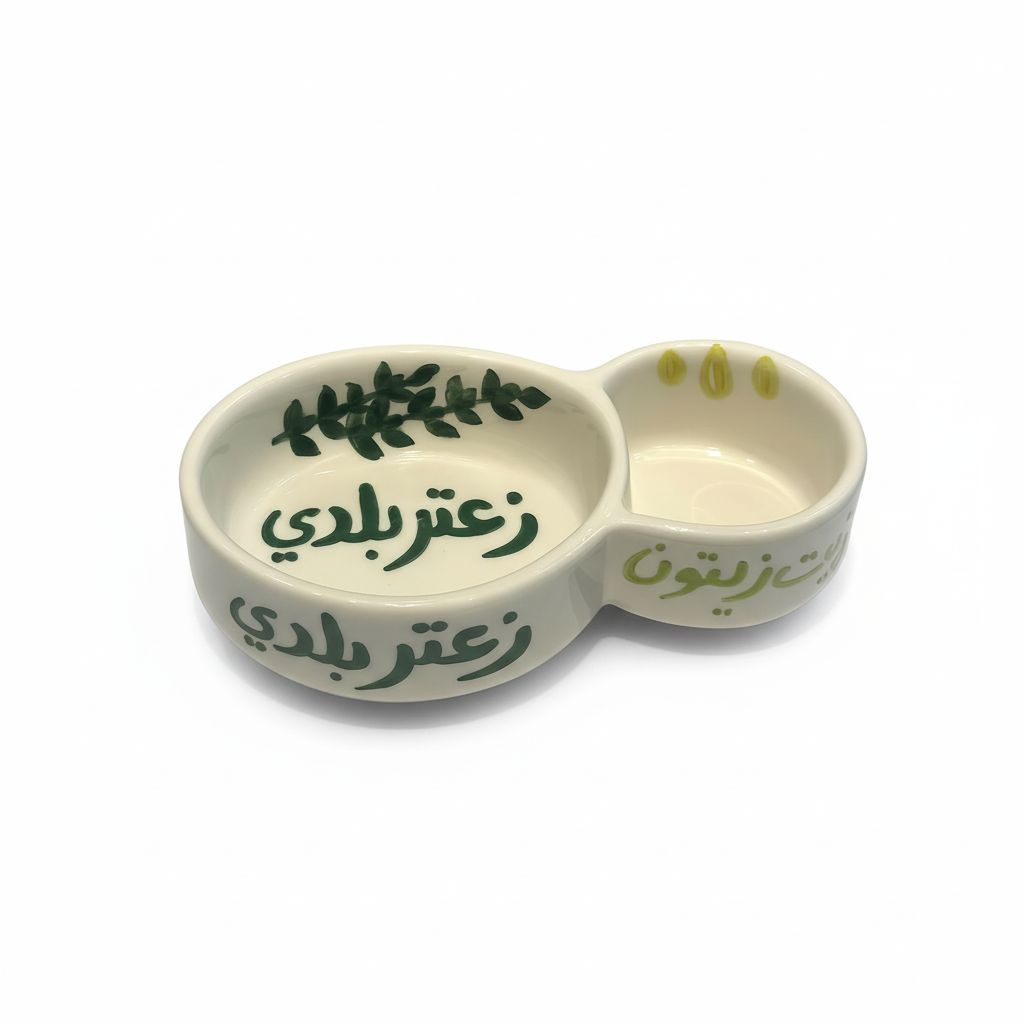 1111100463240-3 Lebanon Themed Handmade Zaatar Plate #HM7