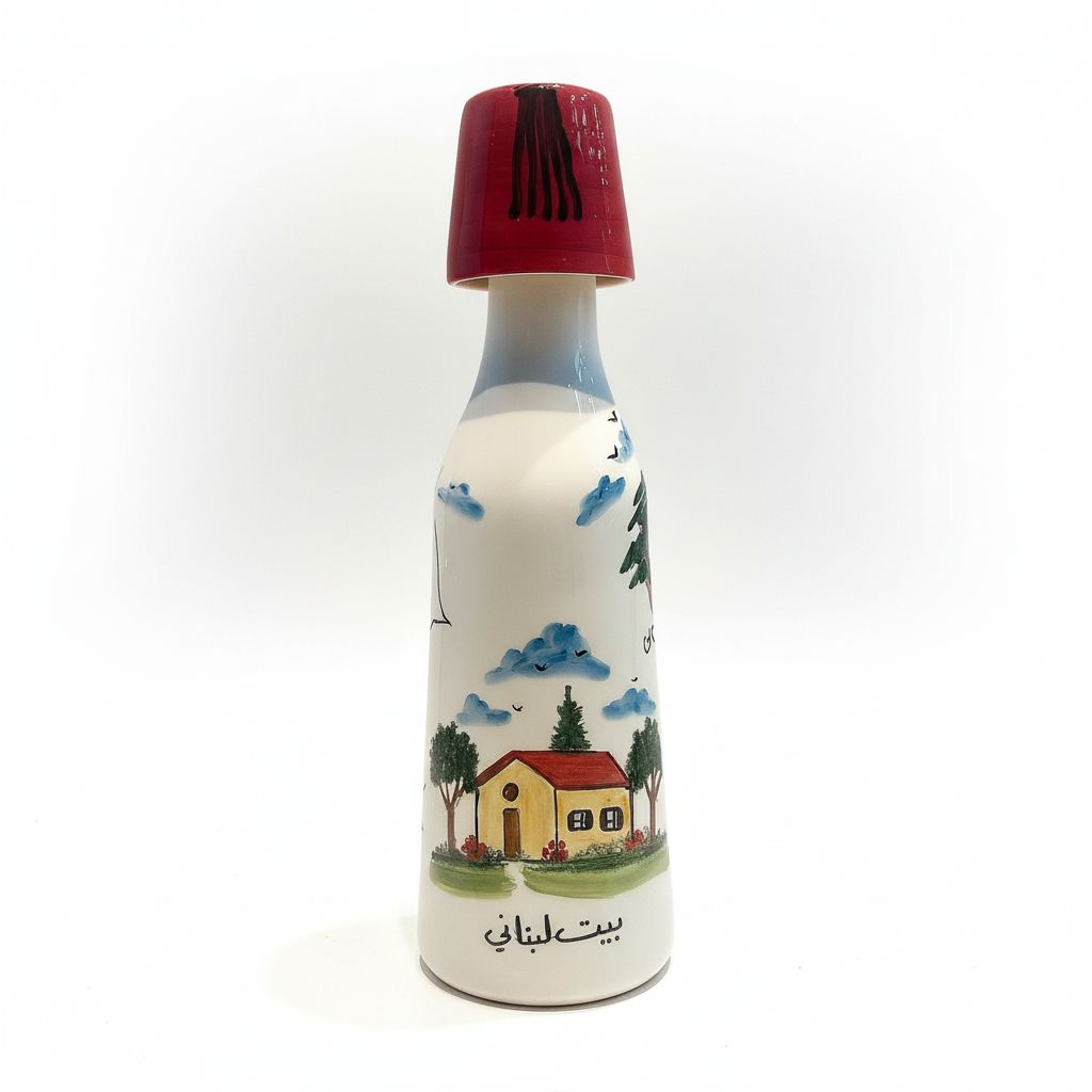 1111100463356-2 Lebanon Themed Handmade Big Bottle +Tarboush #HM18