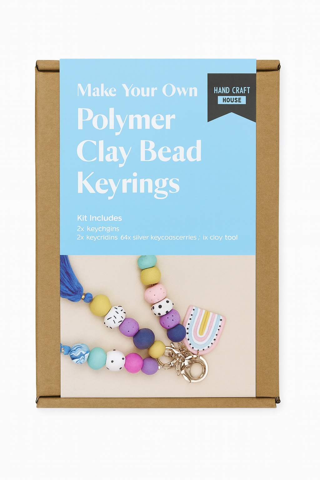 1111100471955 Polymer Clay Bead Keyrings 9 Colored Polymer Clay #Dy08594