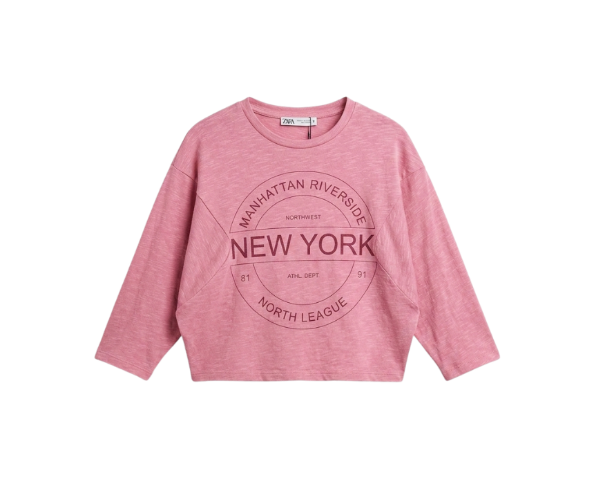 12 Zara Girls Pink Printed Blouse - Image 1