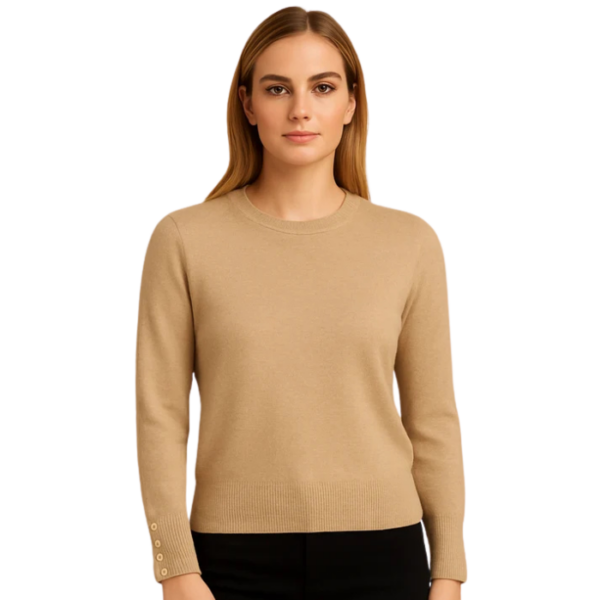 Crewneck Knit Sweater Camel