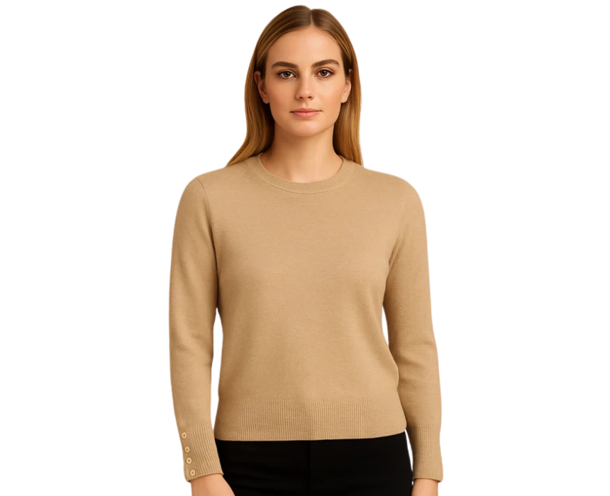 12 Crewneck Knit Sweater Camel - Image 1