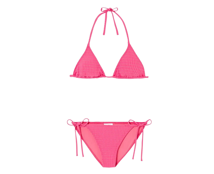 12 Girls Pink Lurex Triangle Bikini - Image 1