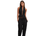 Open Back Halter Top Midnight Black - Image 