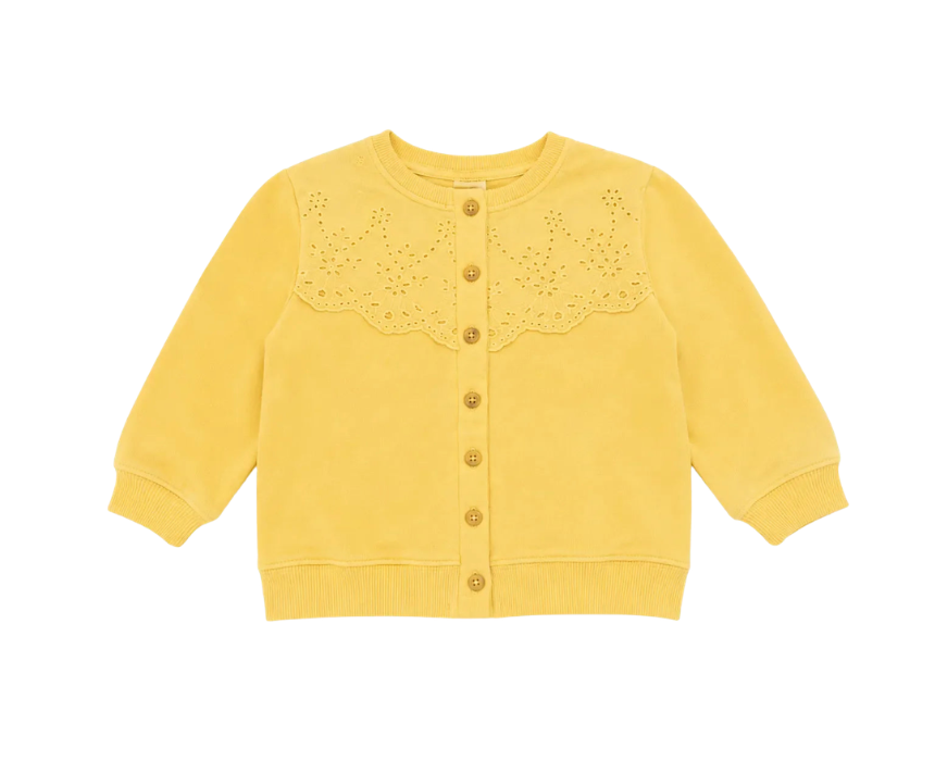 13 Zara Girls Banana Yellow A Dedicate Lace Pattern Across The Chest Cardigan - Image 1