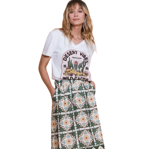 The Mediterranean Tile Midi Skirt