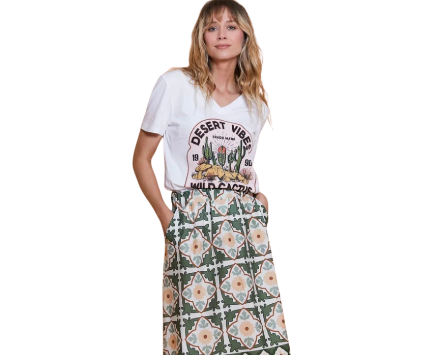 13 The Mediterranean Tile Midi Skirt - Image 1