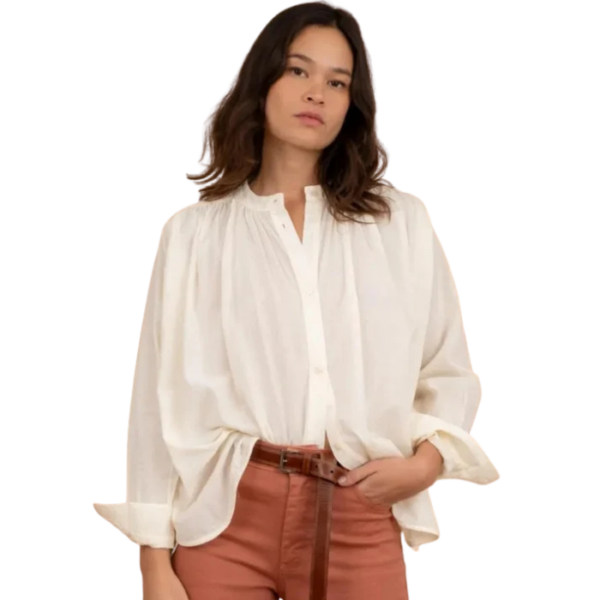 Mandarin Collar Shirt Beige