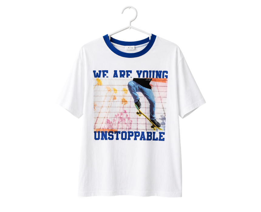 14 Zara Boy's White Chest Printed T-Shirt | Zara In Lebanon - Image 1