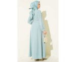 Premium Quality Mint Green Dress With Pearl Flowers - Image 