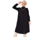 Black Long Style Classic Collar Tunic - Image 
