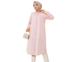 Powder Pink Long Style Classic Collar Tunic - Image 