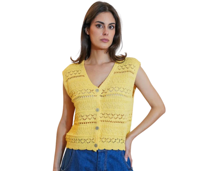 14 Lemon Zest Crochet Style Vest - Image 1