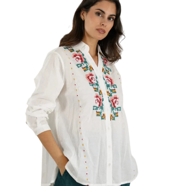 Heritage Embroidered White Chemise