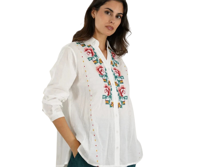 14 Heritage Embroidered White Chemise - Image 1