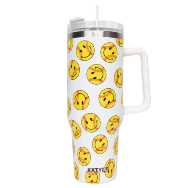 Soft Ball Happy Face Drink Tumbler