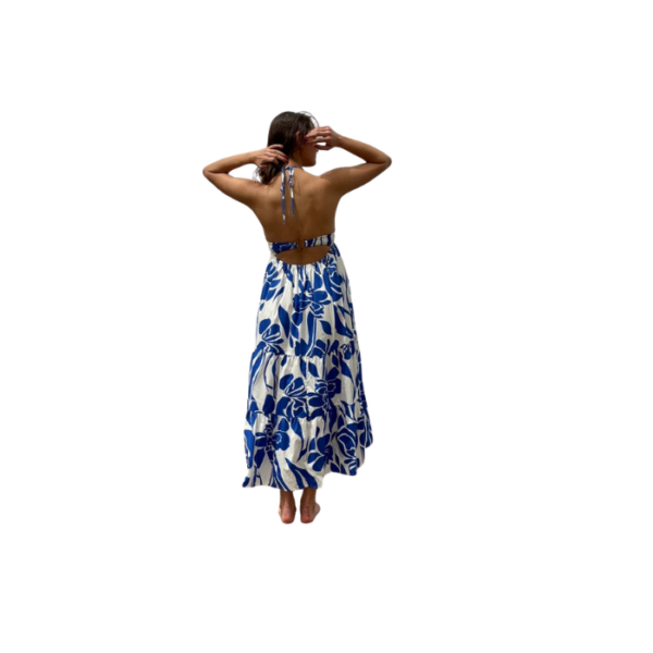 Backless Long Blue Dress