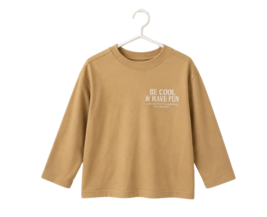 15 Zara Boys Tan Back Printed Long Sleeve Blouse - Image 1