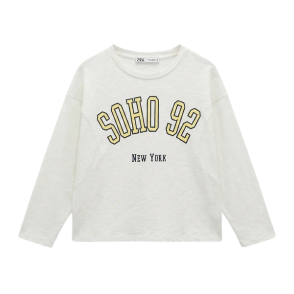 Zara Girls Off White New York Printed Blouse