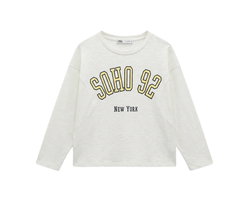15 Zara Girls Off White New York Printed Blouse - Image 1