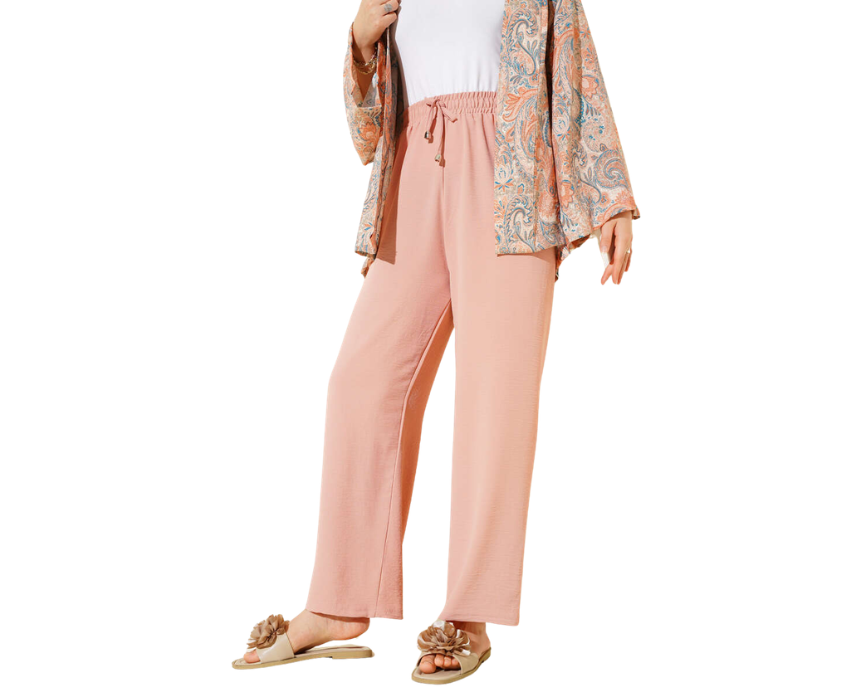15 Powder Pink Ayrobin Wide Leg Trousers - Image 1