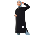 Regular Fit Black Long Basic Tunic - Image 