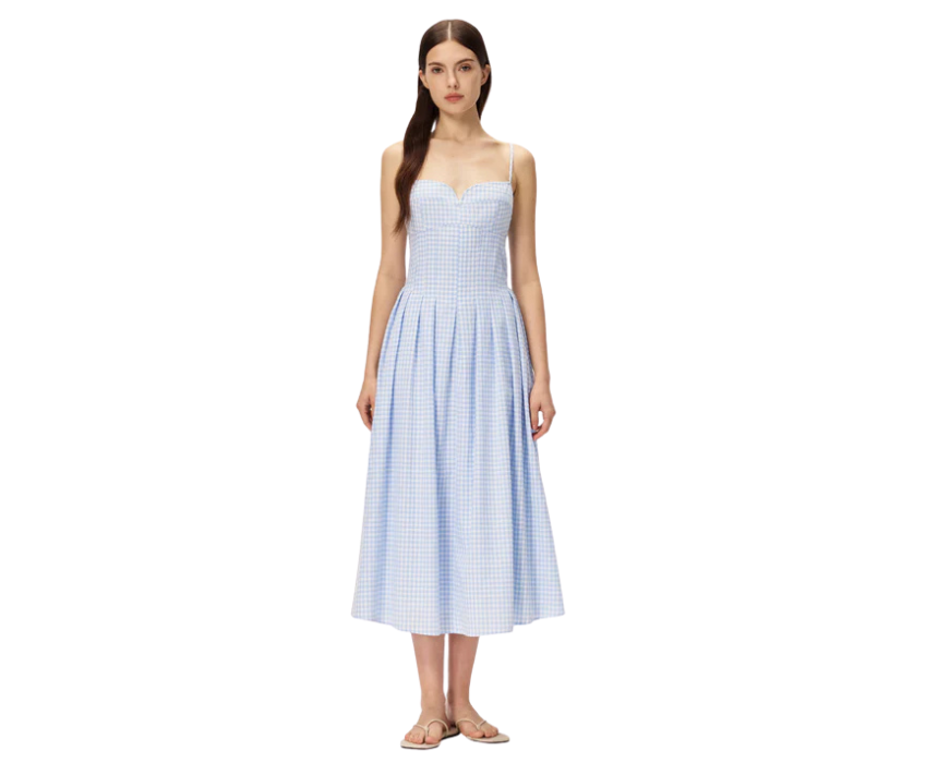 15 The Charming Vichy Midi Dress Blue Gingham - Image 1