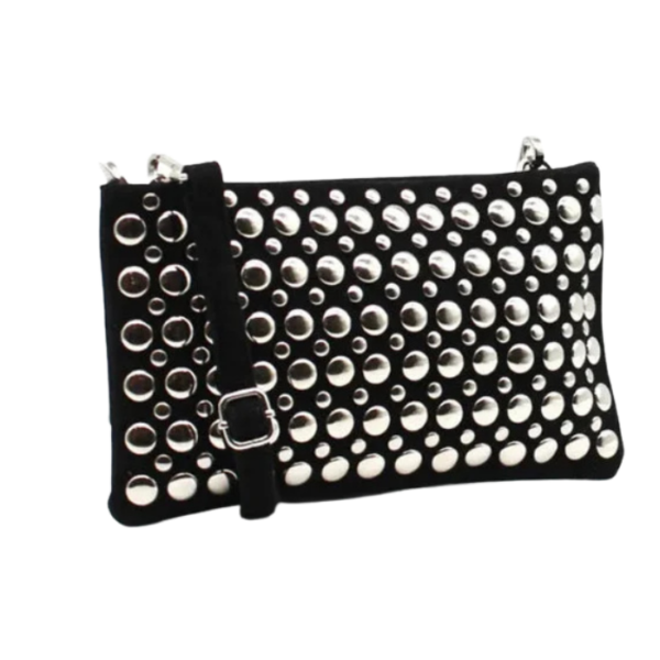 Studded Velvet Pouch Bag Black