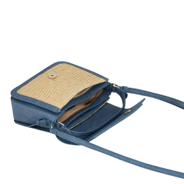 Raffia Natural And Blue Bag