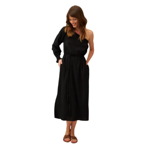 Asymmetrical One Shoulder Midi Dress