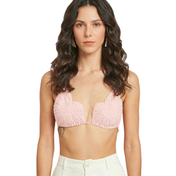 The Flora Crochet Bralette Petal Pink
