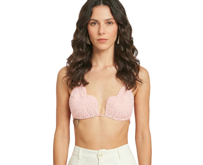 16 The Flora Crochet Bralette Petal Pink - Image 1