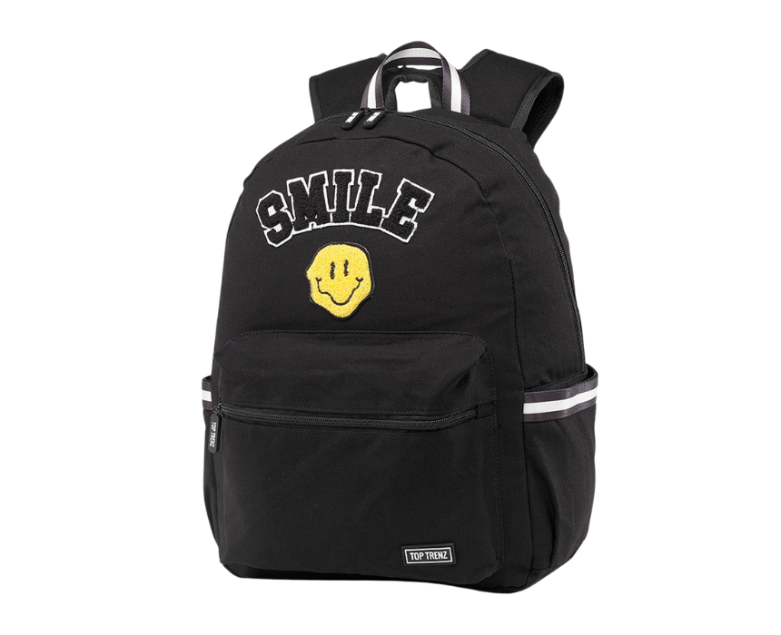 16 Black Happy Backpack With Patches - Image 1