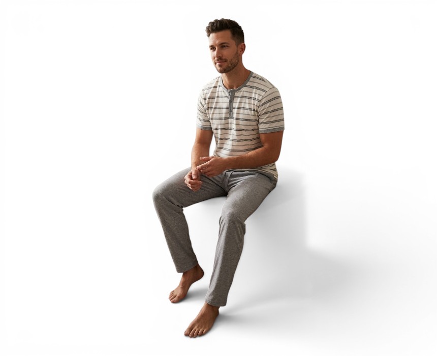 1781881871630 Short Sleeve Pyjama Trouser Set Greige - Image 1
