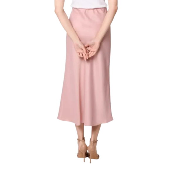 Satin Midi Skirt Light Pink