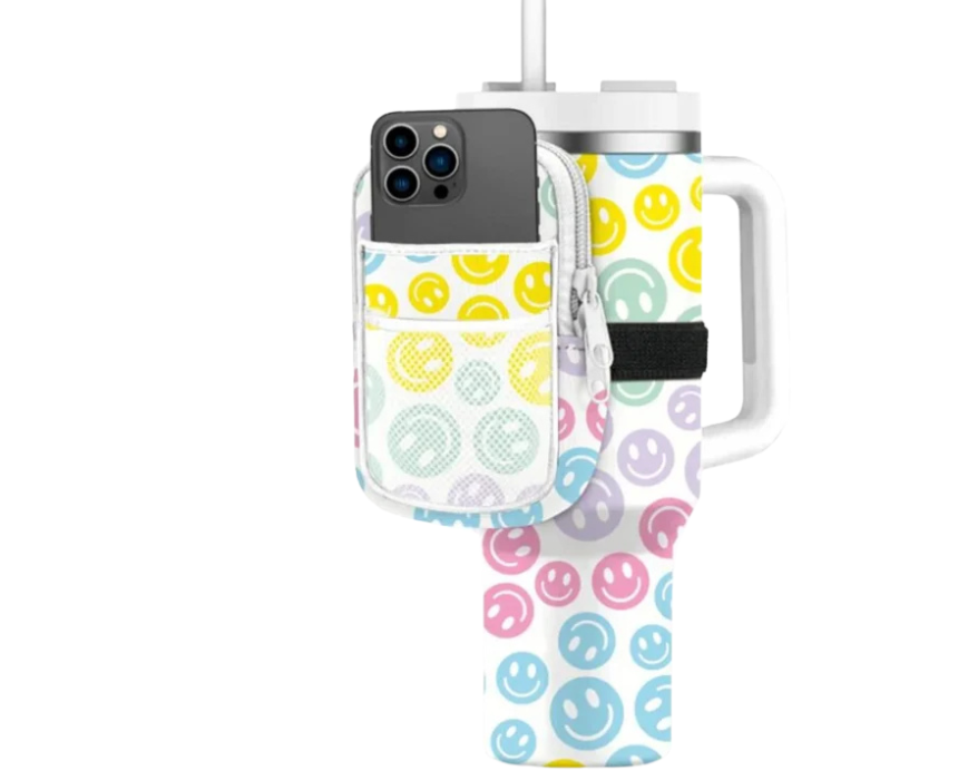 2 Pastel Happy Face Tumbler Zip Pouch - Image 1