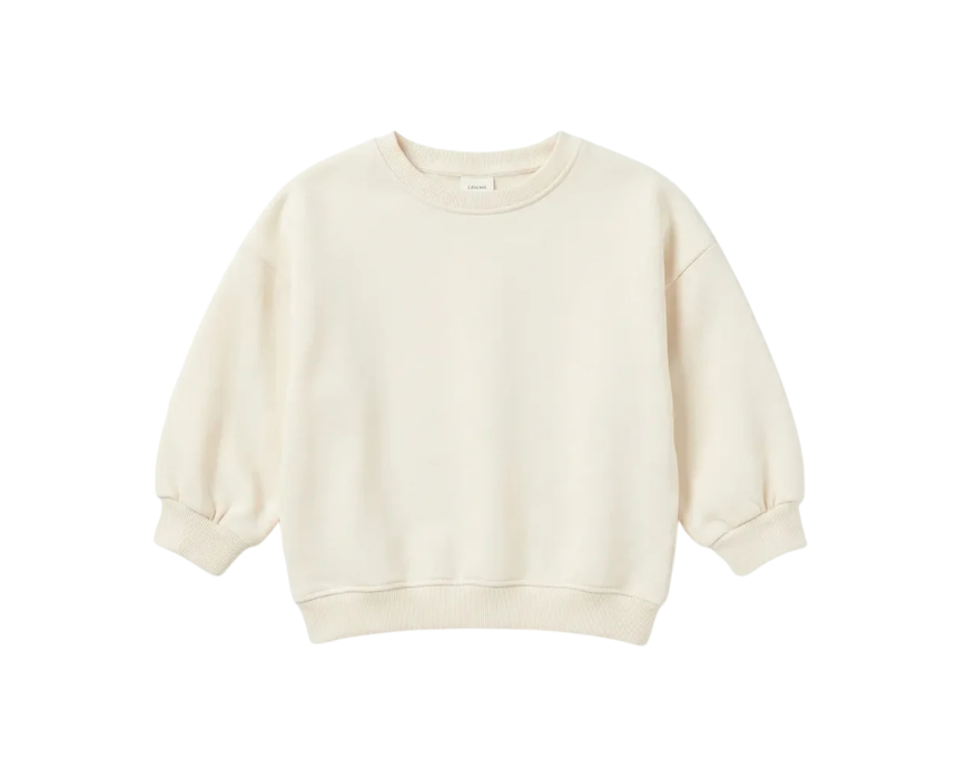 2 Zara Girls Cream Plain Crew Neck Long Sleeve Sweatshirt - Image 1