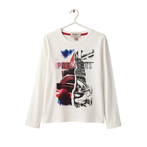 Pepe Jeans Boys White Long Sleeve Blouse Pepe Jeans In Lebanon