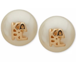Karl Lagerfeld Paris Womens Imitation Pearl Logo Stud Earrings - Image 