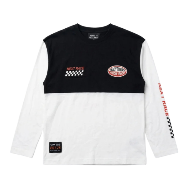 Zara Boys White And Black Racing Patch Graphic Blouse