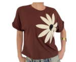 Brown Tshirt with Flower - Image 