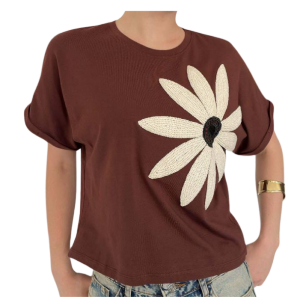 Brown Tshirt with Flower