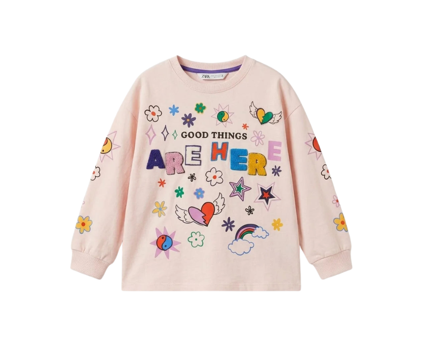 3 Zara Girls Light Pink All Over Printed Blouse - Image 1