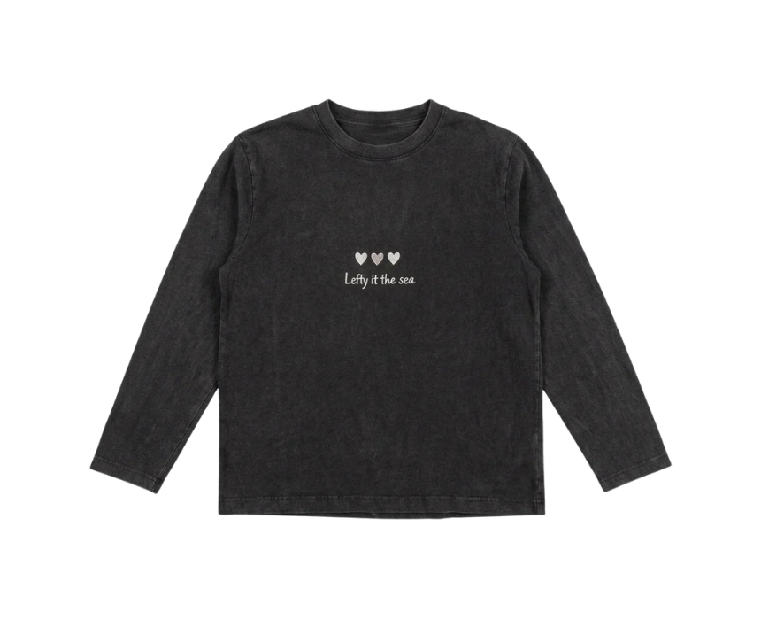 3 Zara Girls Charcoal Heart Graphic Blouse - Image 1