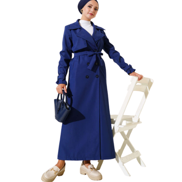 Navy Blue Maxi Trench Coat