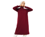 Regular Fit Burgundy Half Zip Basic Long Tunic - Image 