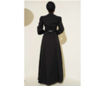 Black Denim Look Flared Dress - Image 