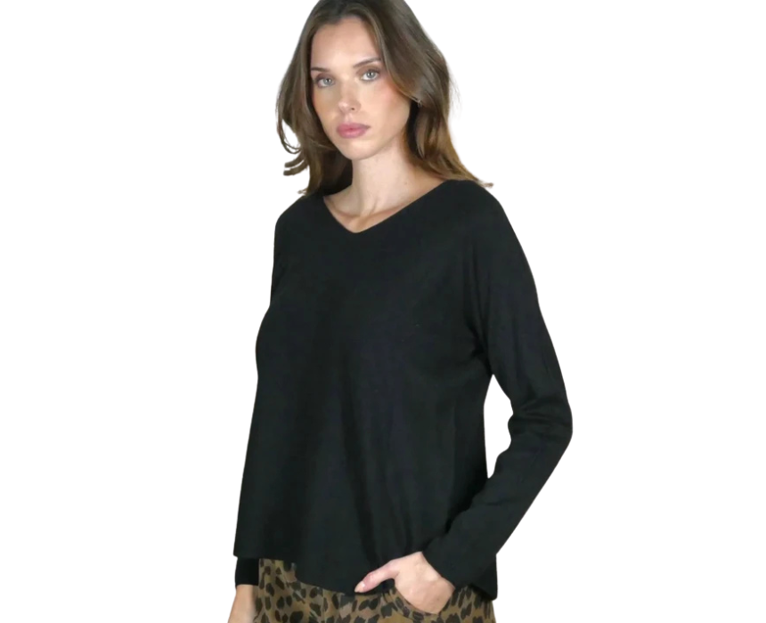 3 Essential V Neck Knit Black - Image 1