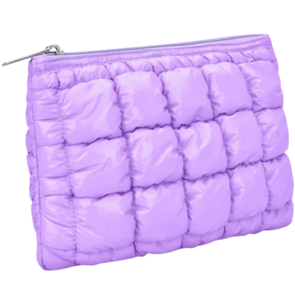 Lavender Shiny Puffer Pouch
